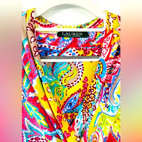 ⭐️Lauren Ralph Lauren⭐️Colorful print dress size 8💕Great condition 💕Sleeveless - Picture 9 of 10